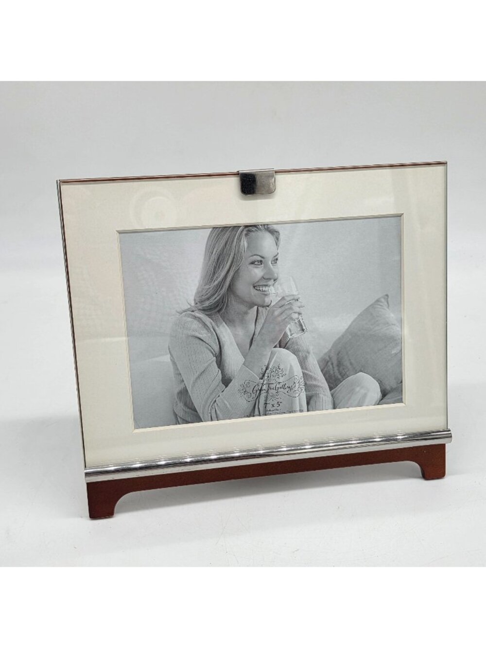 Picture Frame 7" X 5" Glass & Wood Vintage Green Tree Gallery